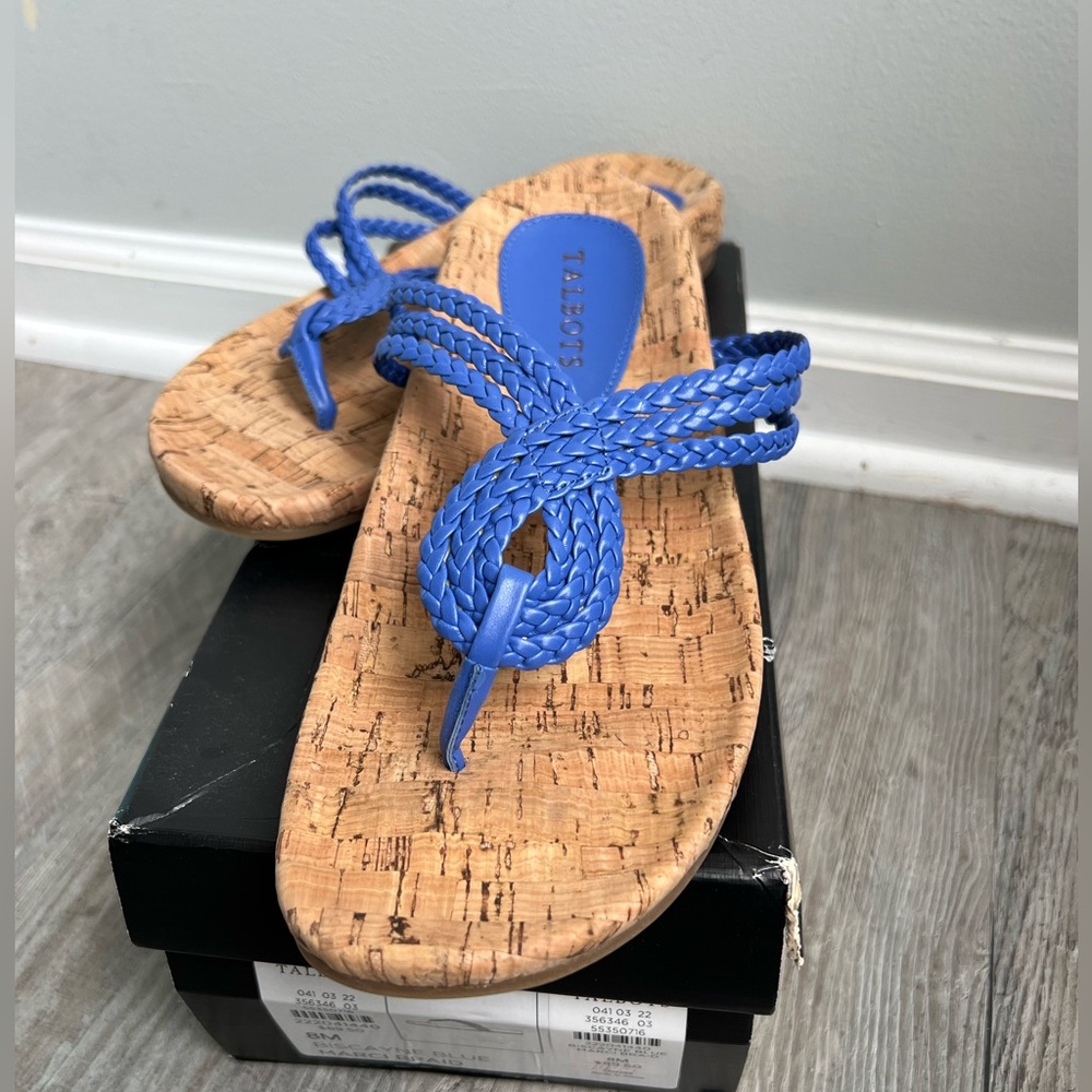 Talbots Blue Braided Cork Sandals